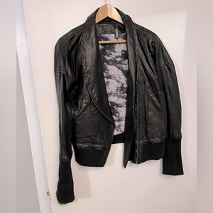 Like-New Stunning Collard Black Leather Jacket, Small
